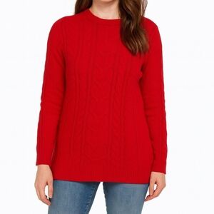 J. Jill Women's red chenille long sleeve sweater size L casual cable knit mature